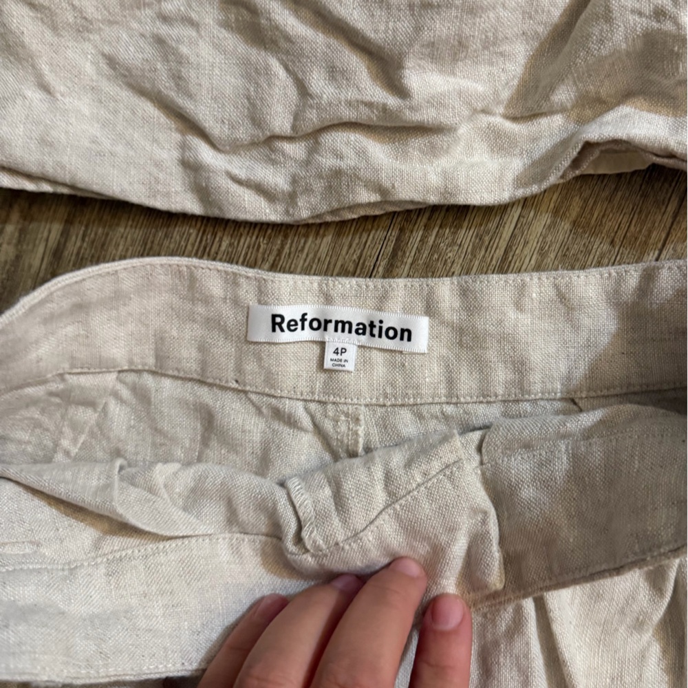Reformation Beige Linen‎ Crop Tank and Wide-Leg Pants Set - Picture 4 of 6